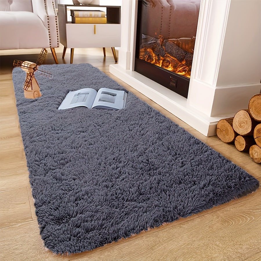 This modern, simple area rug is soft and fluffy, made from polyester for a cozy atmosphere in your bedroom, living room, study, lounge, or entertainment area. It is non-shedding and easy to clean, but should be dry cleaned only. Suitable for indoor areas