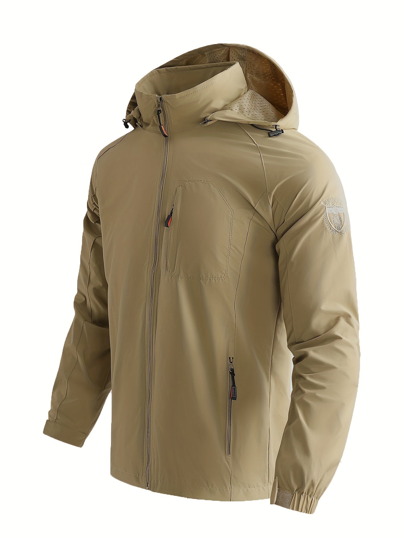 Packable Lightweight Men's Windbreaker with Stand Collar