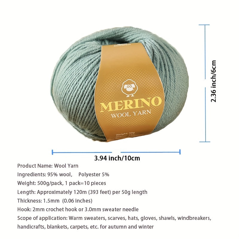 10 JIUWEIDIAOWANG Merino Wool Yarn balls, 500g each, 212 Medium Weight, Hand-Dyed DIY material for knit apparel - Multicolor Gradient, Chunky & Fine Blend, Camel Hair, Autumn Winter.