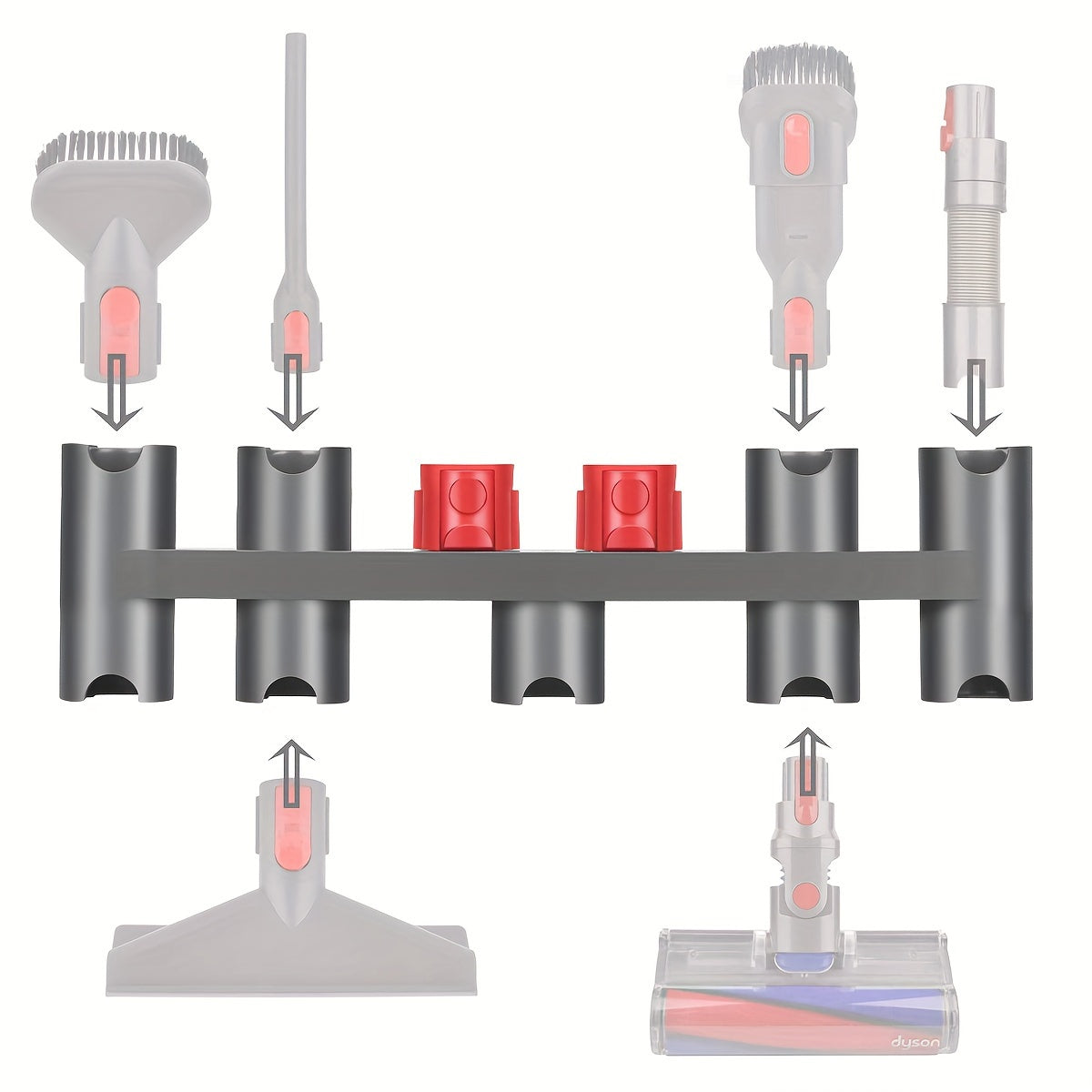 Durable Plastic Wall Mount Organizer for V7, V8, V10, V11, V15 Vacuum Cleaner Attachments - No-Drill Storage Rack and Accessory Holder