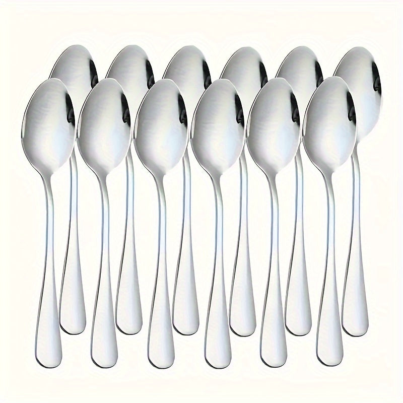 Set of 12 Stainless Steel Coffee Spoons - Long-lasting Dessert and Stirring Spoons, Safe for Dishwasher, Great for Home, Kitchen, or Restaurant Use - Perfect for Holiday Celebrations like Christmas, Halloween, Easter, Hanukkah, and Thanksgiving