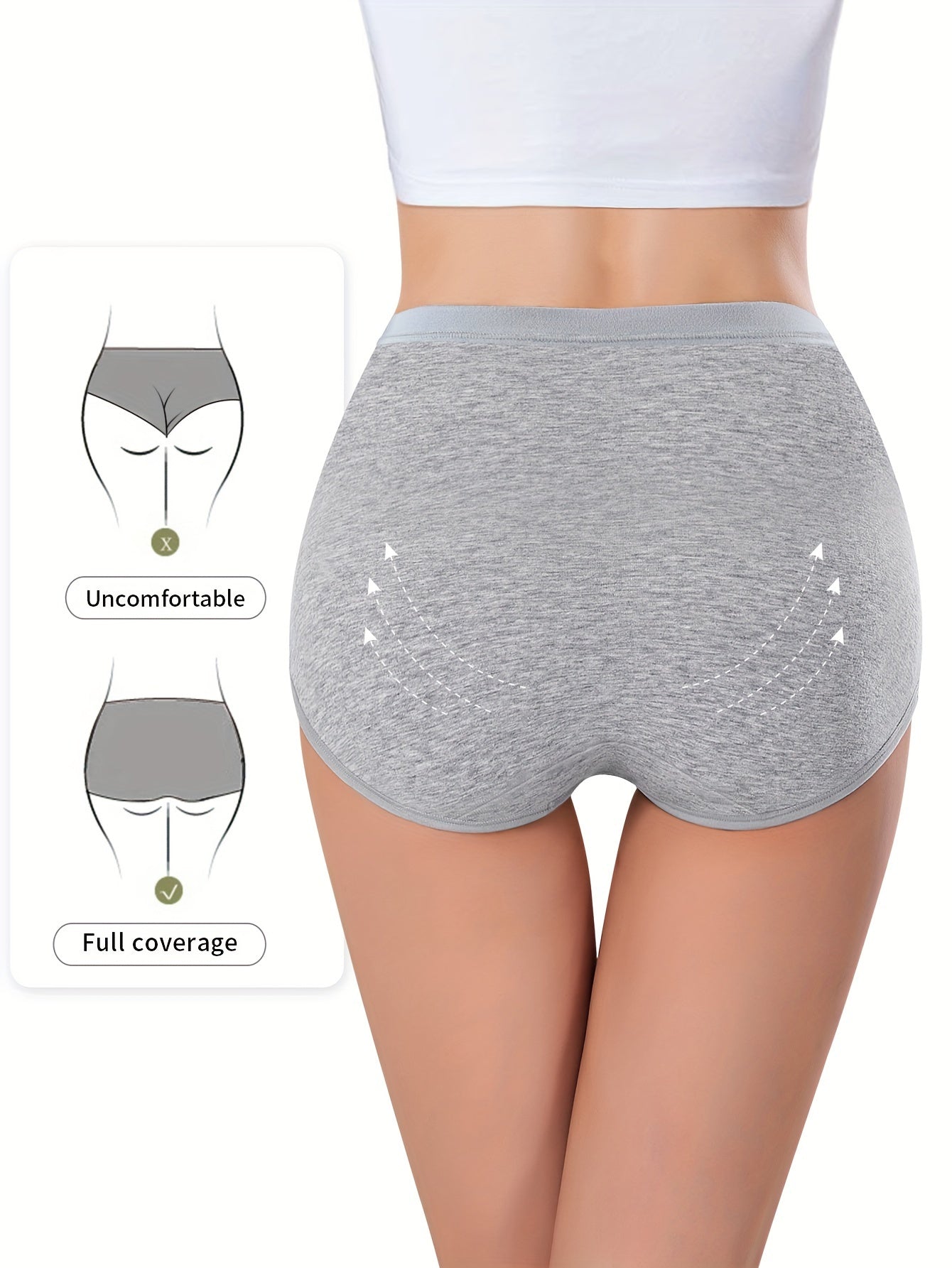 Comfortable high waist women's underpants with tummy control, solid color and breathable fabric.