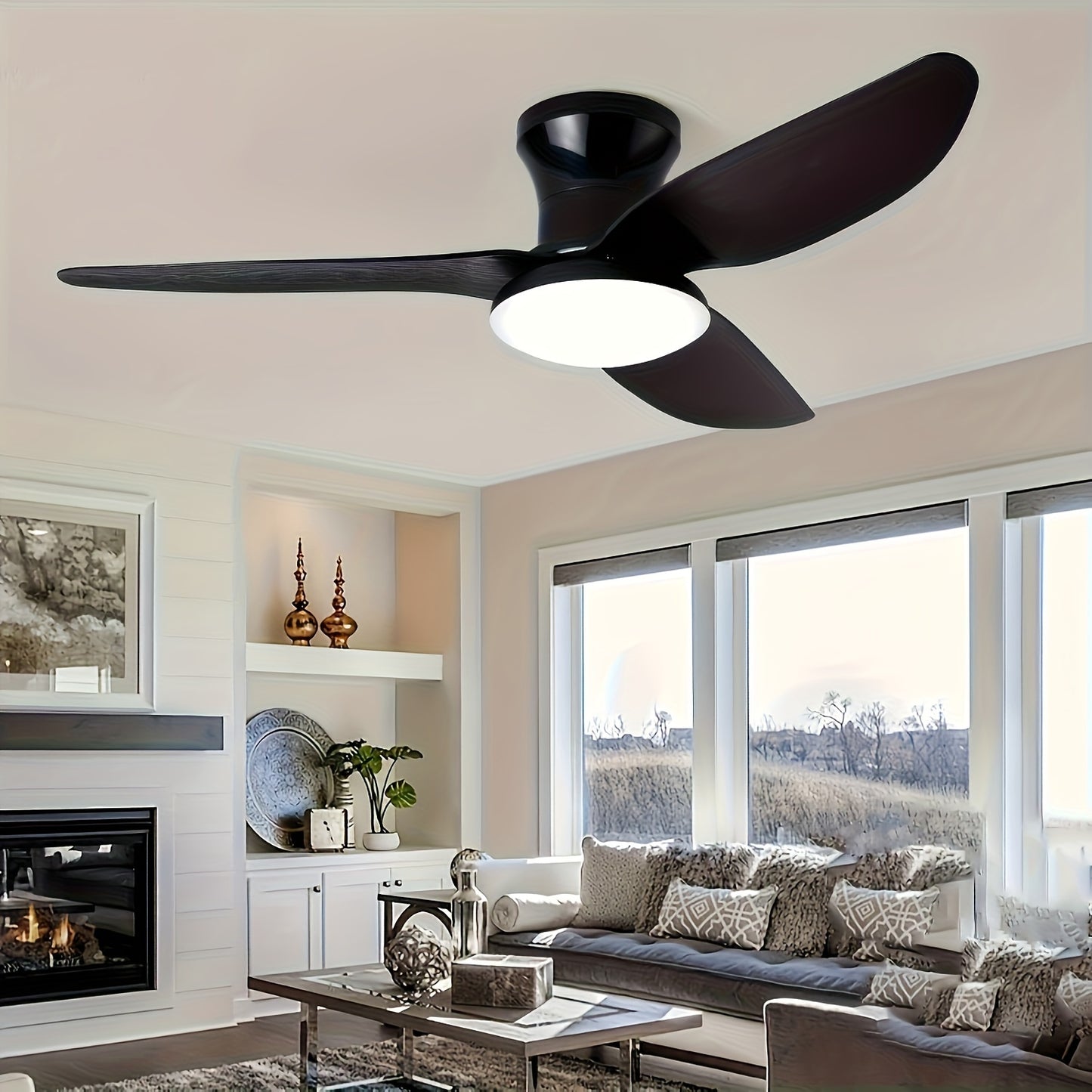 1pc of Modern Ceiling Fan with Lights, LED, dimmable, suitable for various rooms.