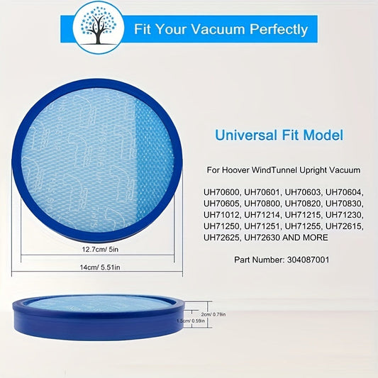 2 pieces of washable and reusable HEPA vacuum filters specifically designed for Hoover Windtunnel Series - Compatible with models UH71250, UH71255, UH72600, and similar.