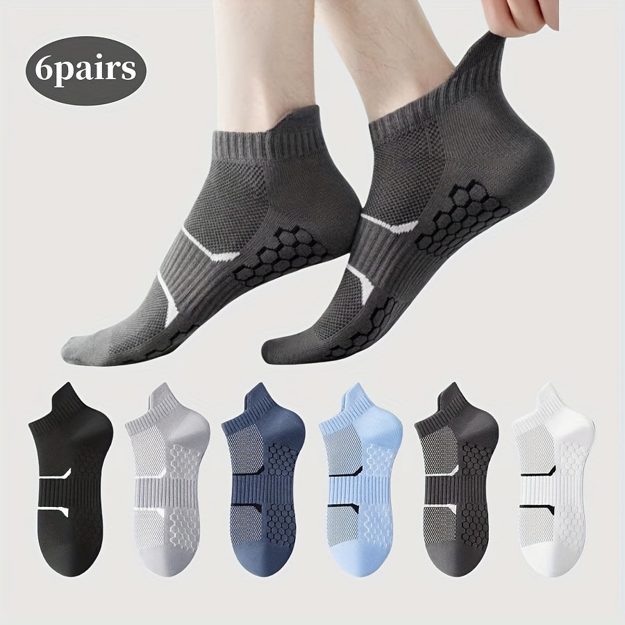 6 pairs of lightweight and breathable men's athletic socks, ideal for summer outdoor activities and running, also suitable for women.