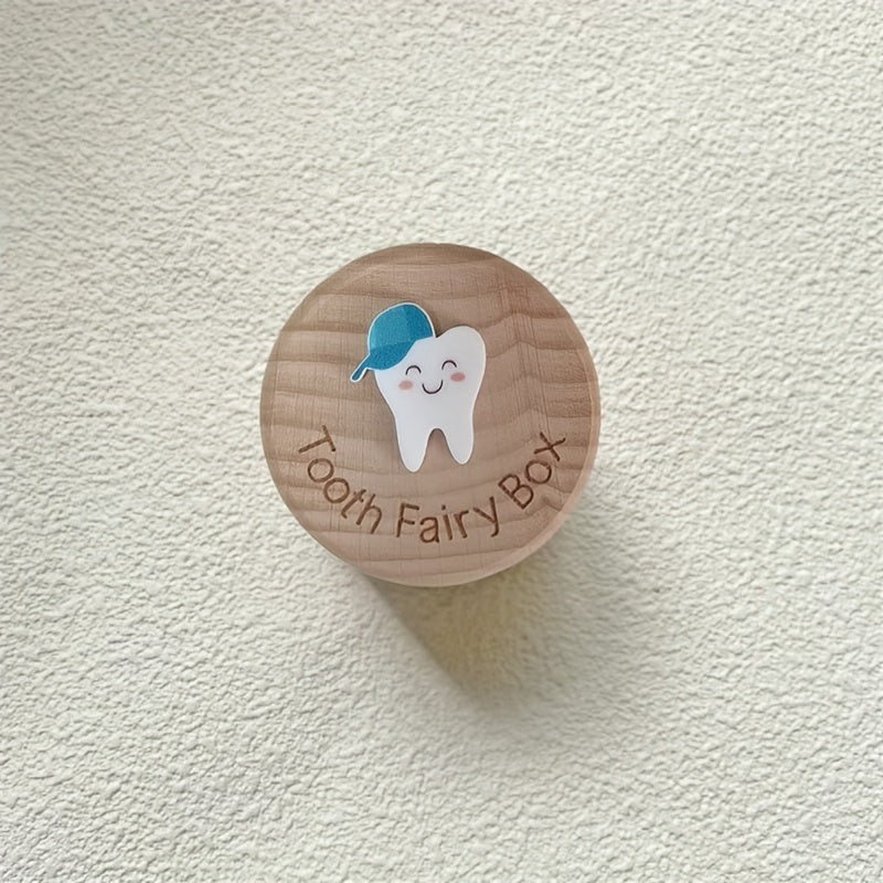 Children's Tooth Fairy Keepsake Box - Unisex Milk Teeth Storage Organizer made of natural wood. This Crude Wood box is perfect for storing your child's lost teeth. Suitable for ages 14 and up.