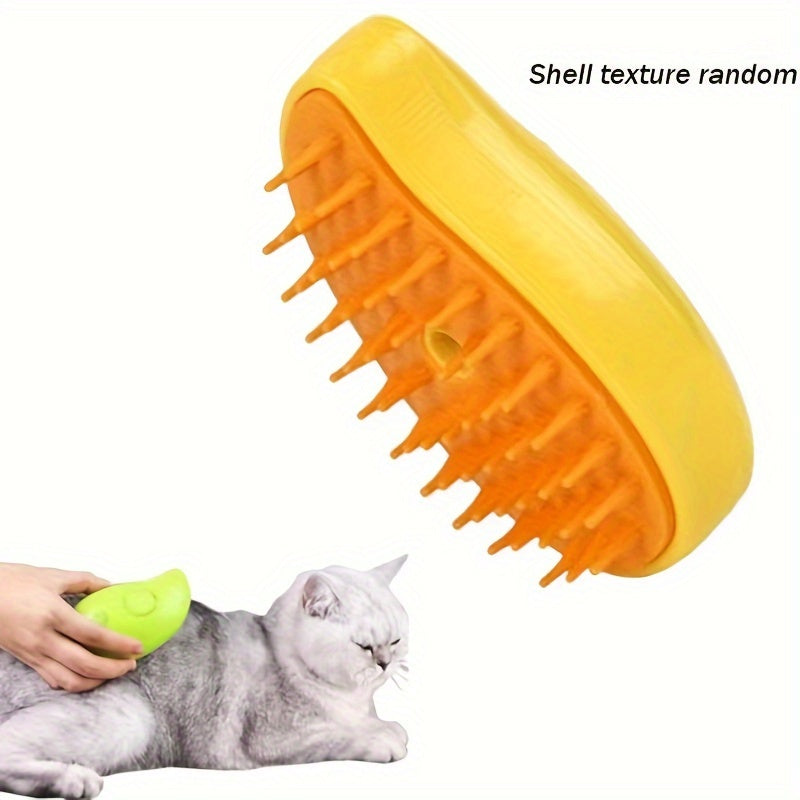 1 Pack USB-Powered Steam Pet Brush for Cats and Dogs, Multifunctional Grooming Comb with Spray, Deshedding Tool for Indoor/Outdoor/Bathroom Use - Banana and Mango Inspired