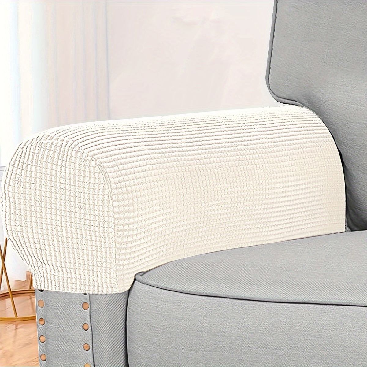 2 stretch sofa arm covers that are dust-proof and pet scratch-proof, perfect for home decor.