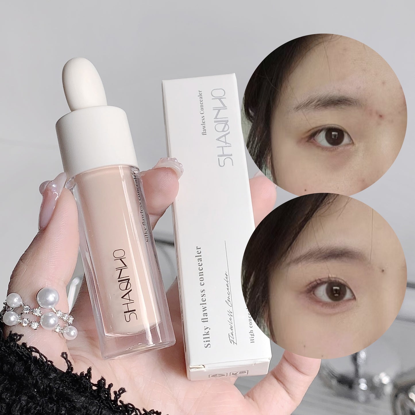 Silky Flawless Liquid Concealer for Dark Circles, Blemishes & Spots, Long-Lasting, Waterproof, Sweat-Resistant, Non-Fading Formula.