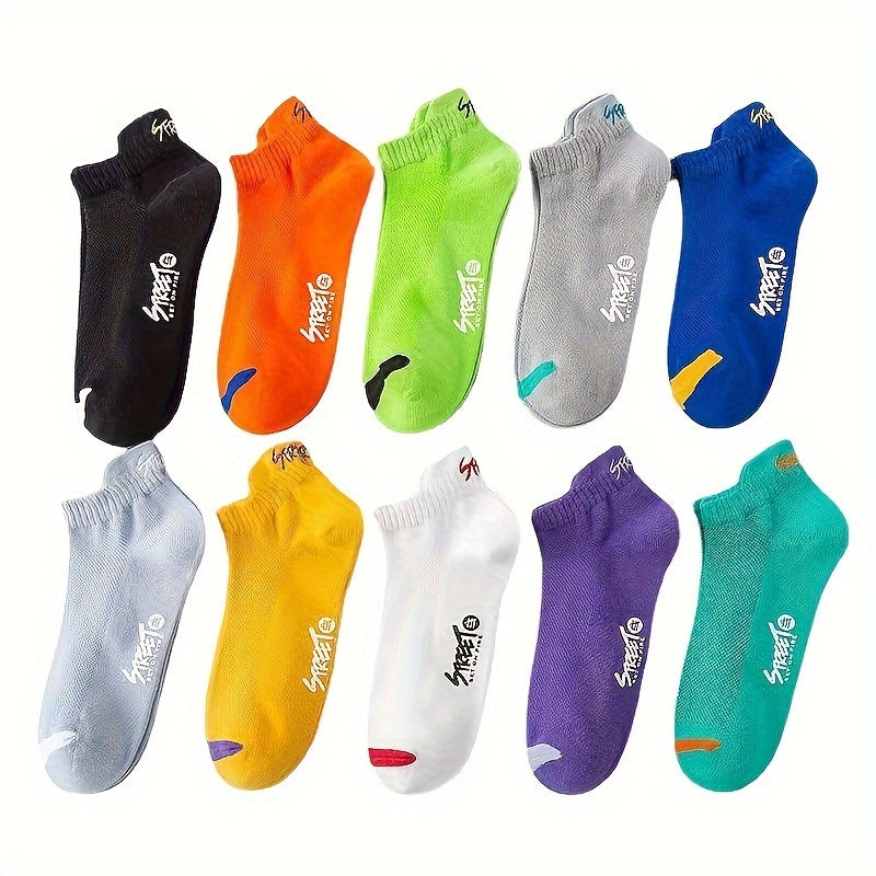 10 pairs of men's liner anklet socks for outdoor wear, breathable and absorbent.