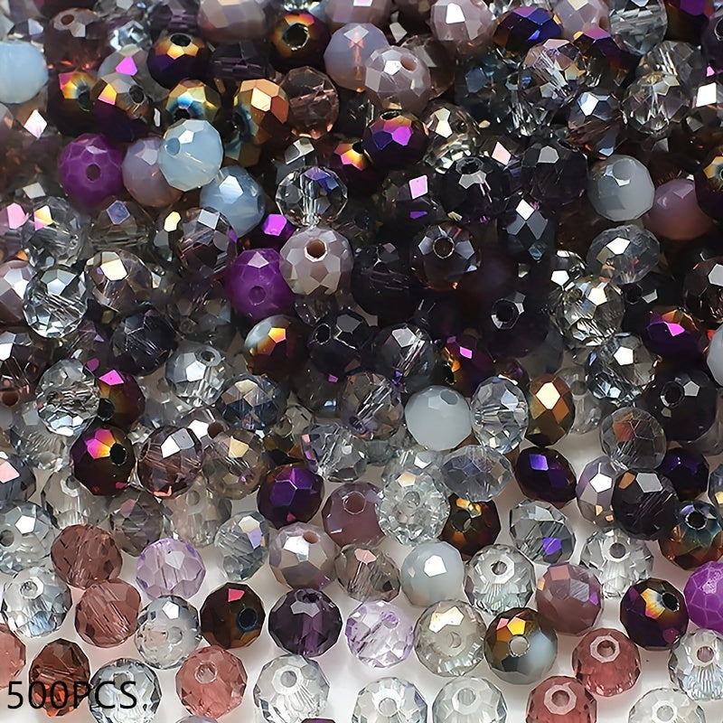 500 pieces of imitation crystal glass beads, measuring 4mm and featuring a faceted round design. These spacer beads come with a hole, perfect for creating your own bracelets, necklaces, earrings, and other DIY jewelry crafting projects.