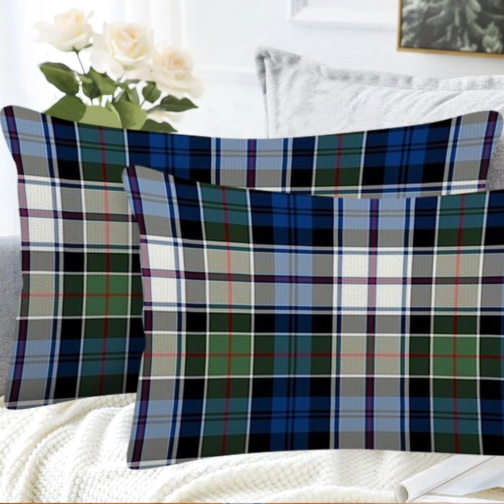 Set of 2 Clan Colquhoun Tartan Pillow Covers, measuring 30.48x50.8 cm each. Made of double-sided short plush print polyester, these decorative cushion cases are perfect for both sofa and bedroom decor. Item code: DIJIULU7107.