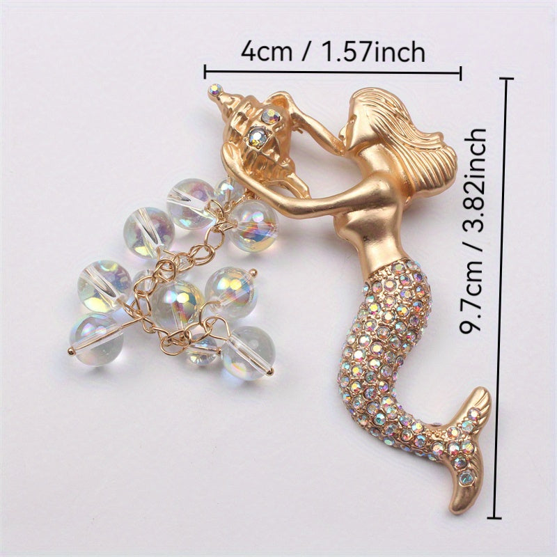 Exquisite Mermaid Brooch adorned with Enamel and Sparkling Rhinestones - Ideal Unique Gift for Ladies