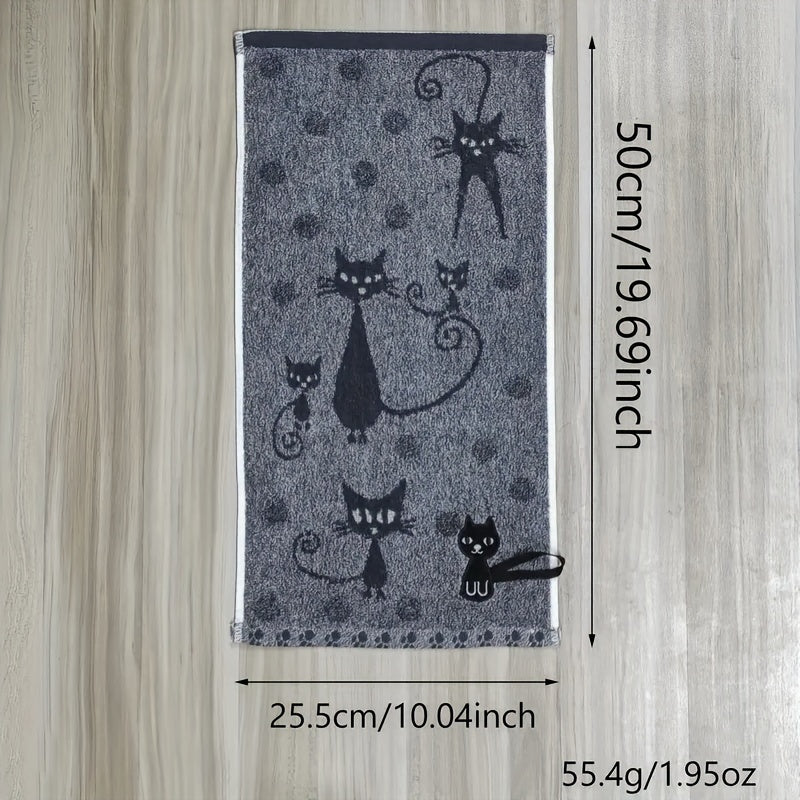 Cat print hand towel, absorbent and quick-drying, ideal for home bathroom. Great as a small towel gift or holiday decoration.