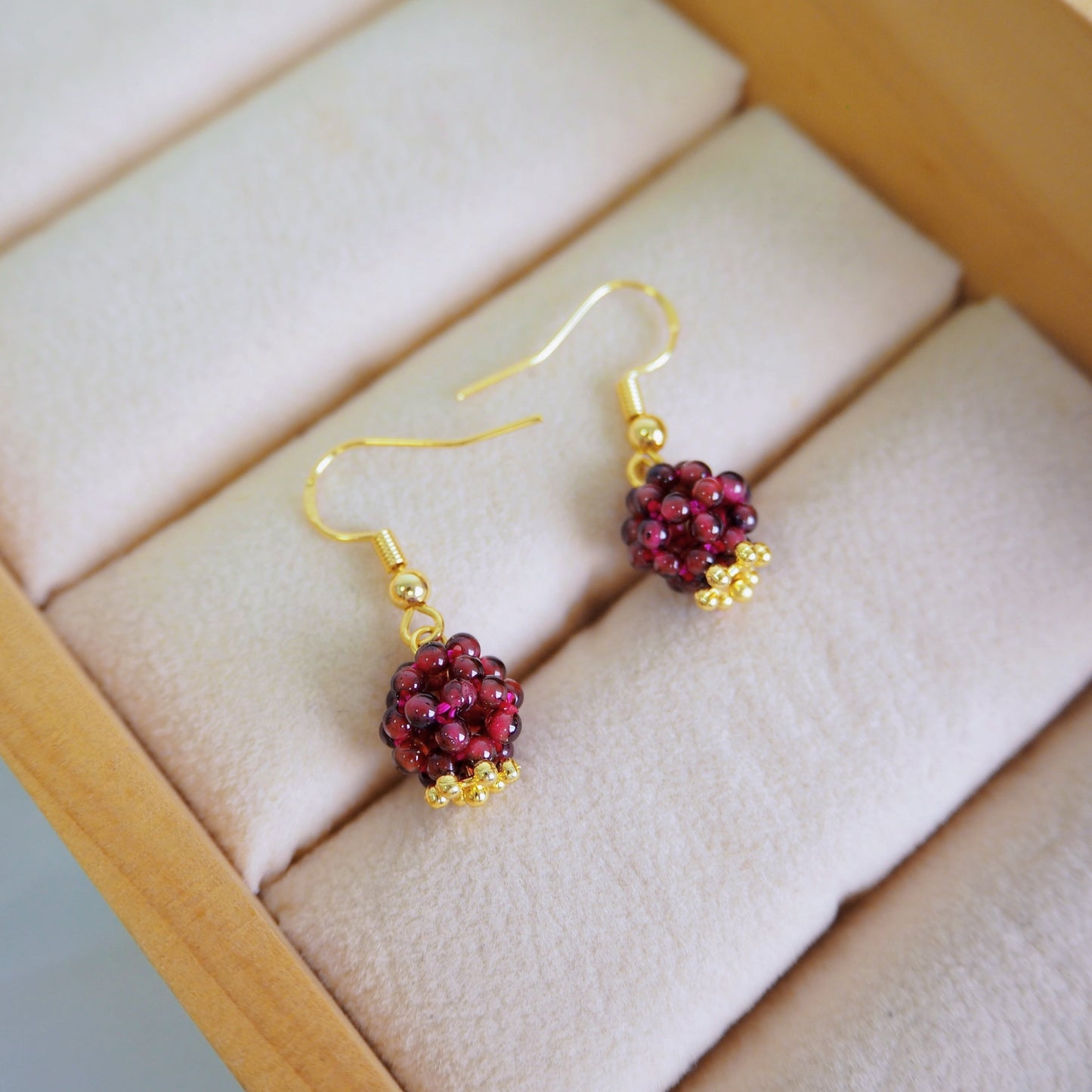 Hand-crafted Natural Garnet Earrings, Exquisite and Stylish Jewelry for Women. Perfect Gift for Birthdays, New Year, Christmas and Thanksgiving. Comes in a Gift Box.