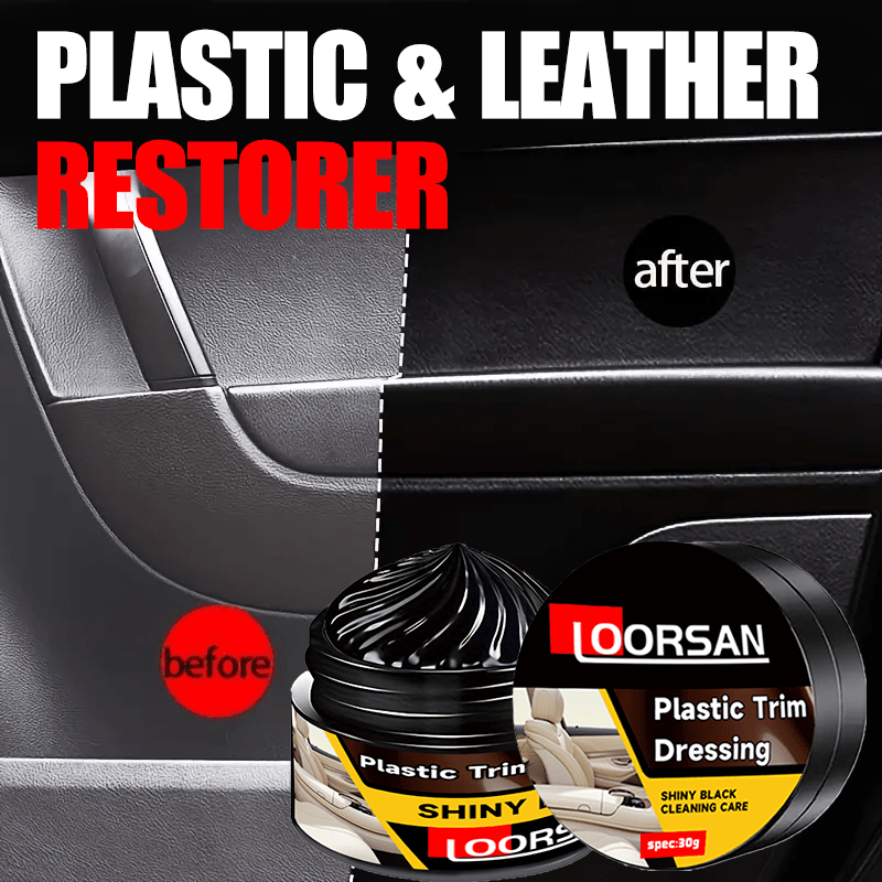 Loorsan & Plastic Restorer Paste for car surfaces - Black Shiny Finish, Easy Application, Restores Aging Damage, Before-and-After Results Shown