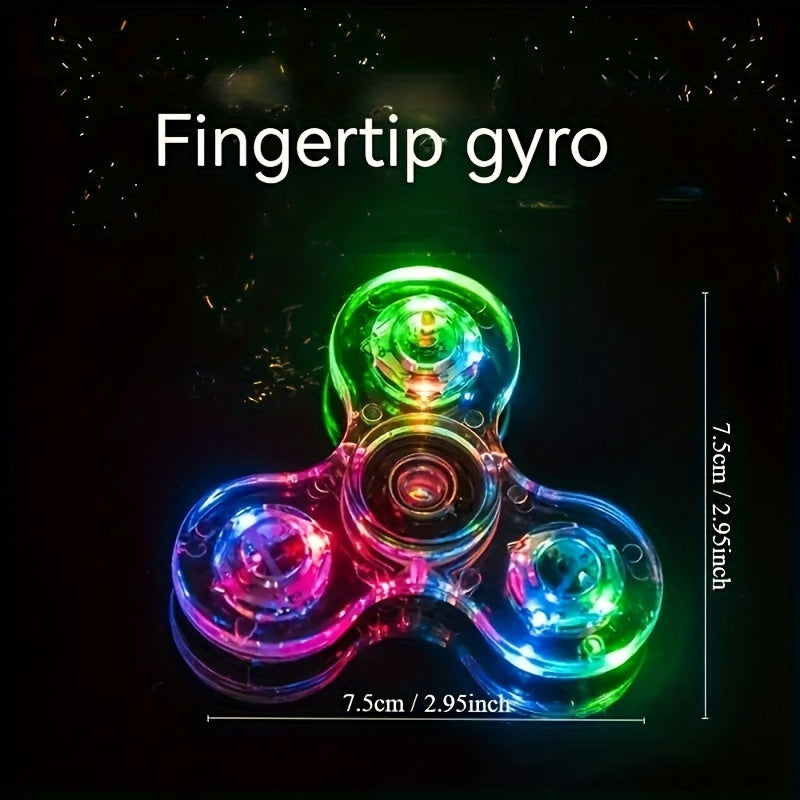 LED light-up transparent fidget spinner for stress relief and fun for all ages.