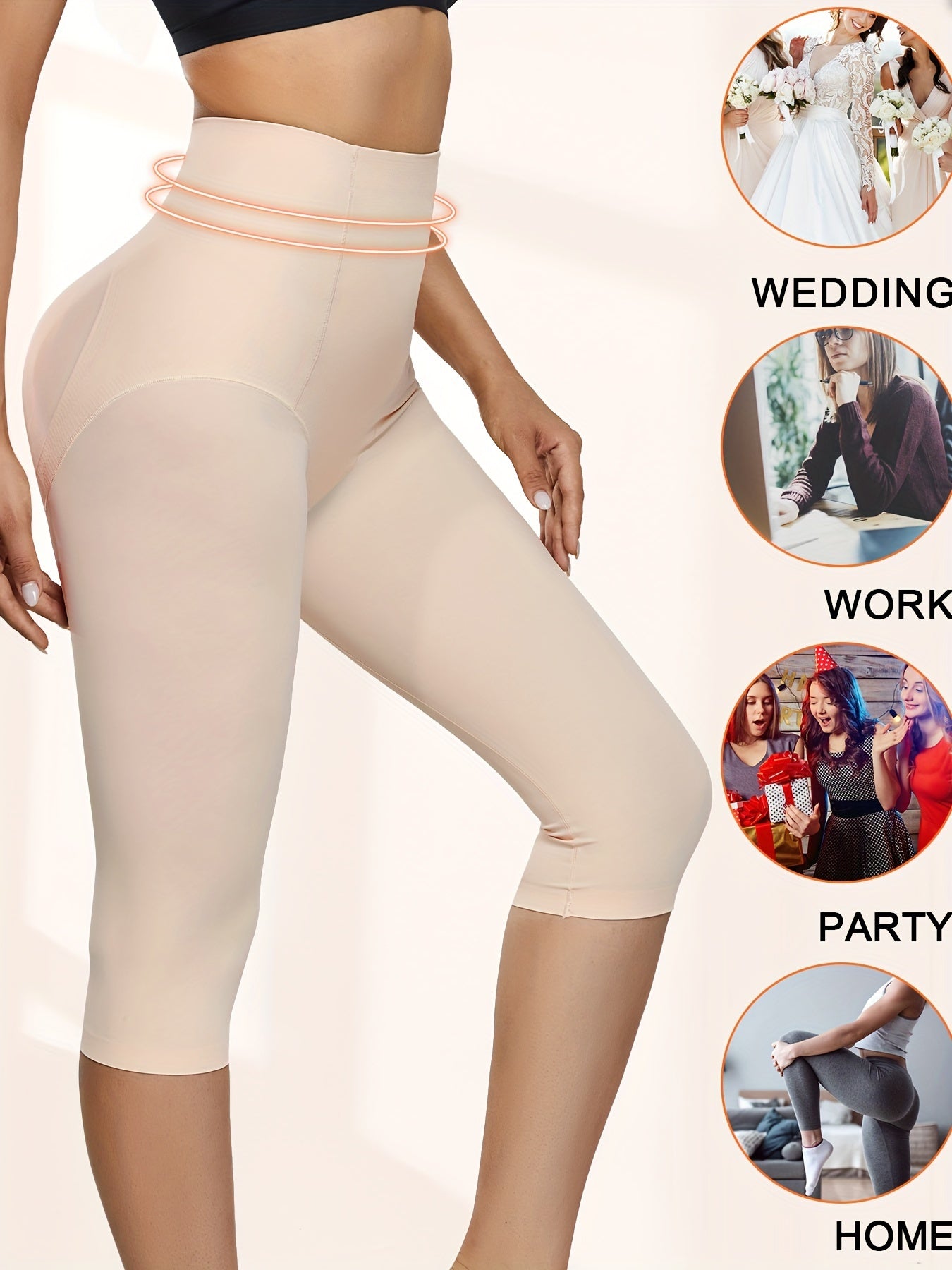 Shaping shorts and capri pants for women with tummy control and compression.