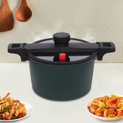 6L Cast Iron Pressure Cooker Pot with Non-Stick Coating and Steam Vent, Compatible with Induction Cooktops, Ideal for High-Pressure Cooking Soups, Stews, and Broths