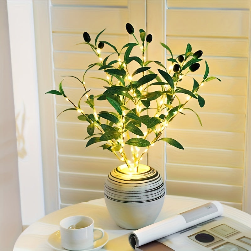 Modern LED Olive Branch Light for Festive Events, ideal for Home Decor and Parties. Suitable for Cabinets, Dining Tables, and Cafés.