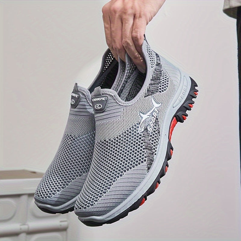 Men's slip-on athletic sneakers with breathable mesh upper, rubber sole, and casual sports style for spring/summer.