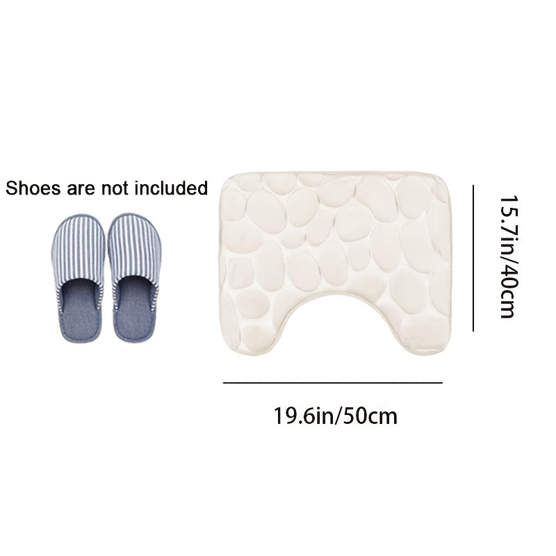 Collection of 1/3 Plush and Highly Absorbent Bath Mats, Including Non-Slip Rugs, U-Shaped Contour Mat, and Toilet Seat Cover. These Mats Feature a Beautiful Floral Embossed Design with Slip-Resistant Backing, Excellent Water Absorption Properties, and