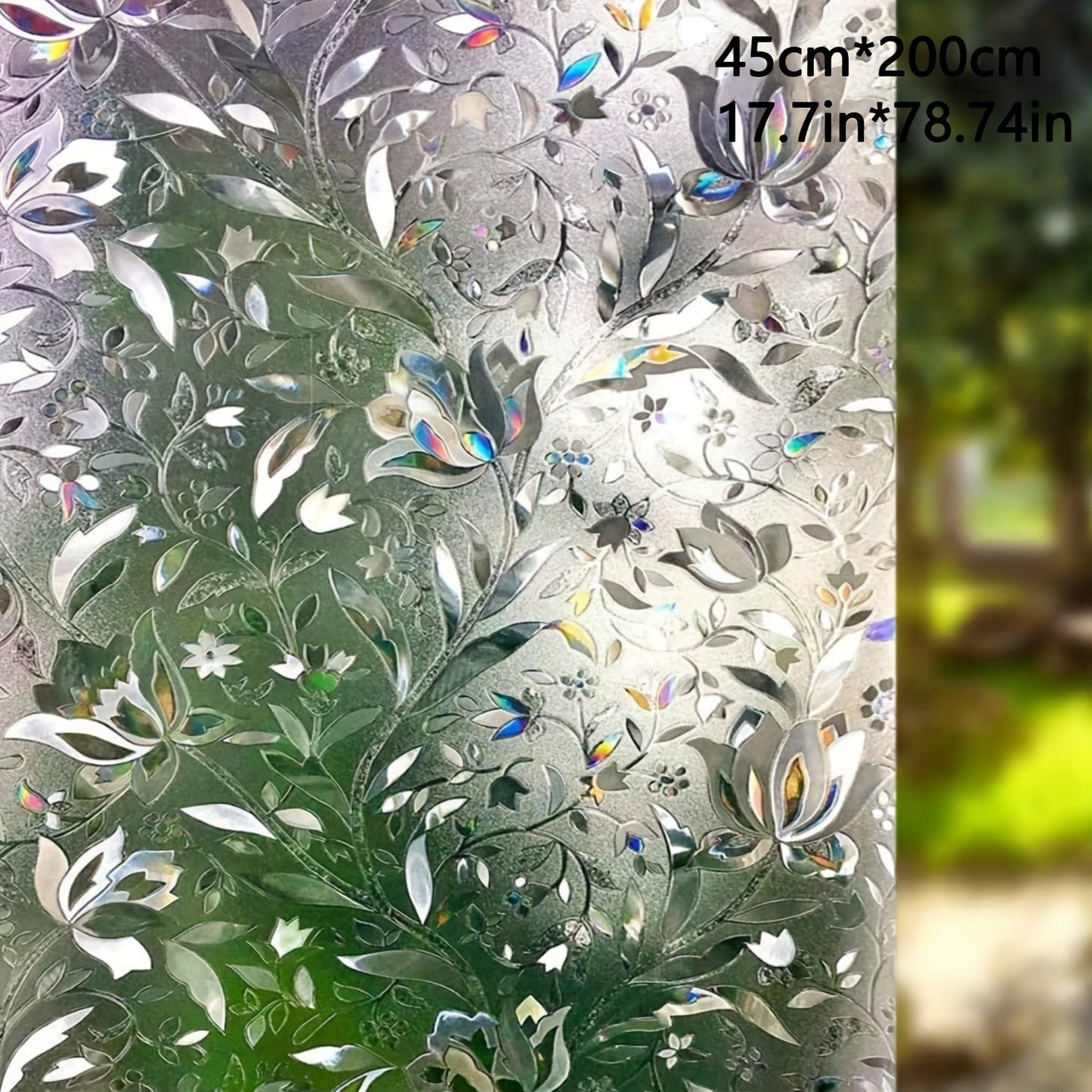 Decorate your bedroom, living room, office, or home with this non-adhesive glass film featuring a beautiful tulip pattern.