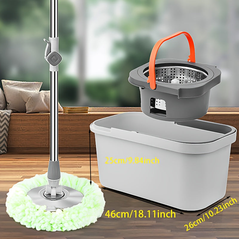 Qulay va samarali, Easy-Clean Spin Mop va Chelak to'plami qo'l bilan yuvish uchun 2 yoki 4 ta mikroto'qima pad bilan birga keladi. Oshxonalar, hammomlar, yog'och pollar va plitkalar uchun ideal.