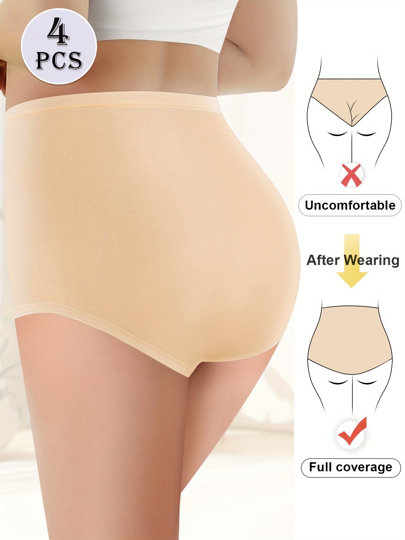 MIOTAN 4pcs High-Waist Tummy Control Shapewear Panties for Women - Comfortable, Butt Lifting & Slimming Underwear