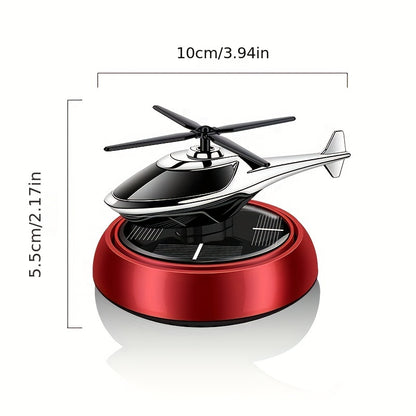 Car perfume diffuser with solar-powered aromatherapy helicopter decoration and air freshener. Ideal car accessory gift.