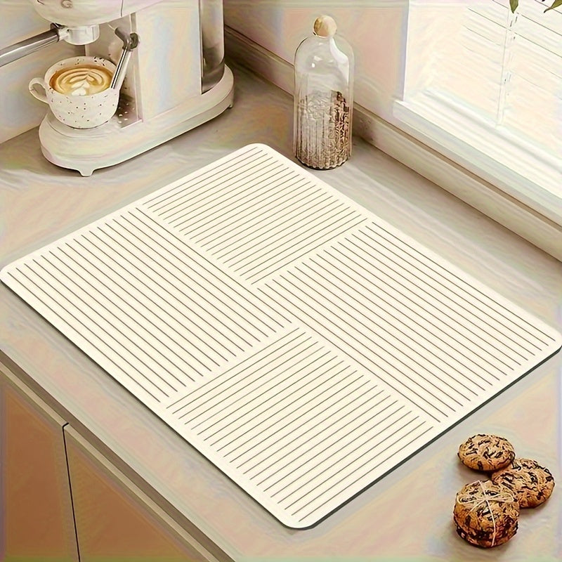 One piece of Pan Drying Mat that also functions as a Coffee Machine Surface Absorption Mat, Coffee Mat, Washstand Diatomium Drain Mat, Soft Faucet Suction Mat for kitchen supplies.