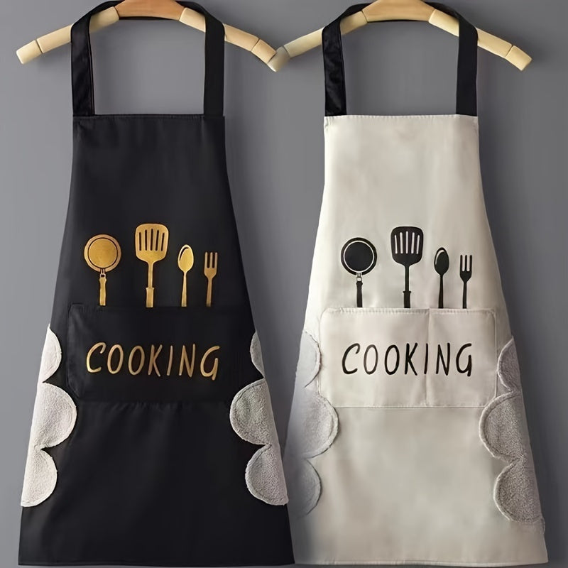 Long-lasting Waterproof Polyester Apron with Convenient Pockets - Oil-Resistant, Easy to Clean Cooking Apron for Both Men & Women - Ideal for Use in the Kitchen and Restaurant Settings