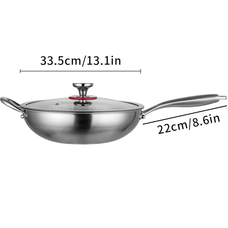 Stainless Steel Frying Pan by BAICHANG - Non-Stick and Durable with Hammered Pattern for Cooking Eggs & Stir-Fry, Hand Wash Recommended