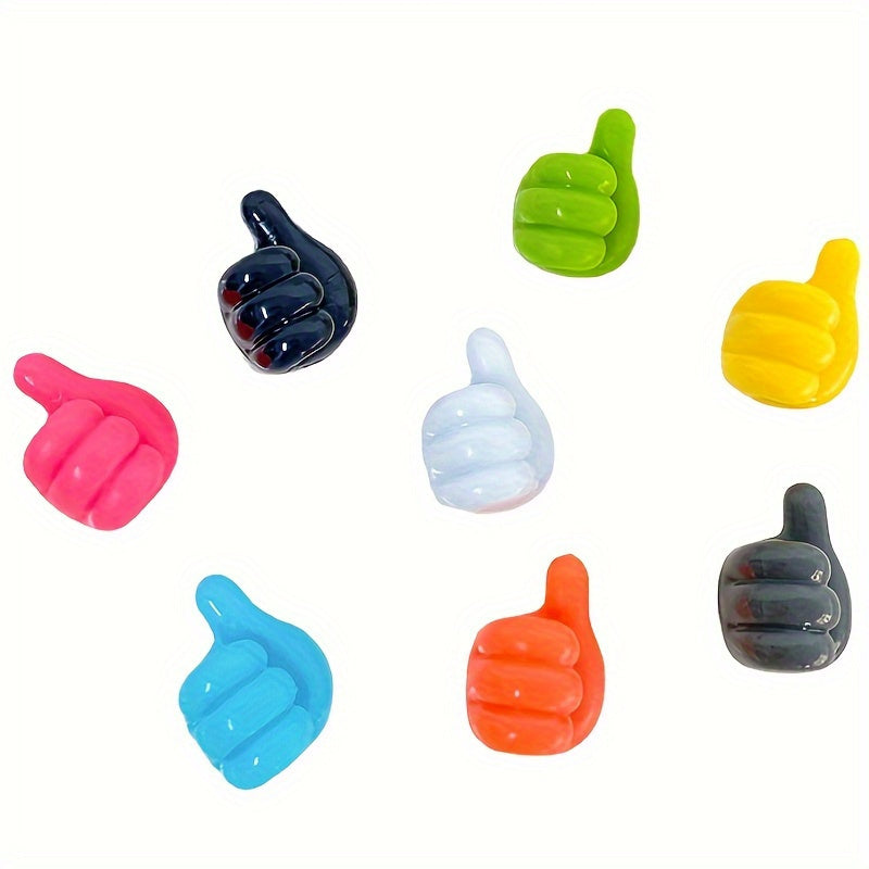 10-pack of plastic thumb-shaped wall hooks, self-adhesive, easy to install without nails, versatile for dorms, kitchens, and bedrooms.