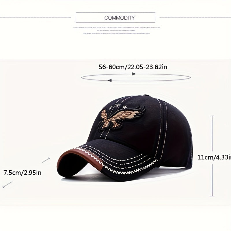 Perfect for outdoor sports, this unisex sunshade baseball cap features an eagle embroidery and breathable fabric. A great gift idea!