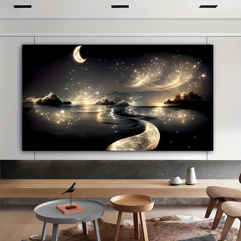 Dreamy River Poster: Enchanting Night Landscape with Sparkling Stars. Ideal for Modern Home Decor. Unframed Art Print. Perfect Gift. Outdoor Decor.