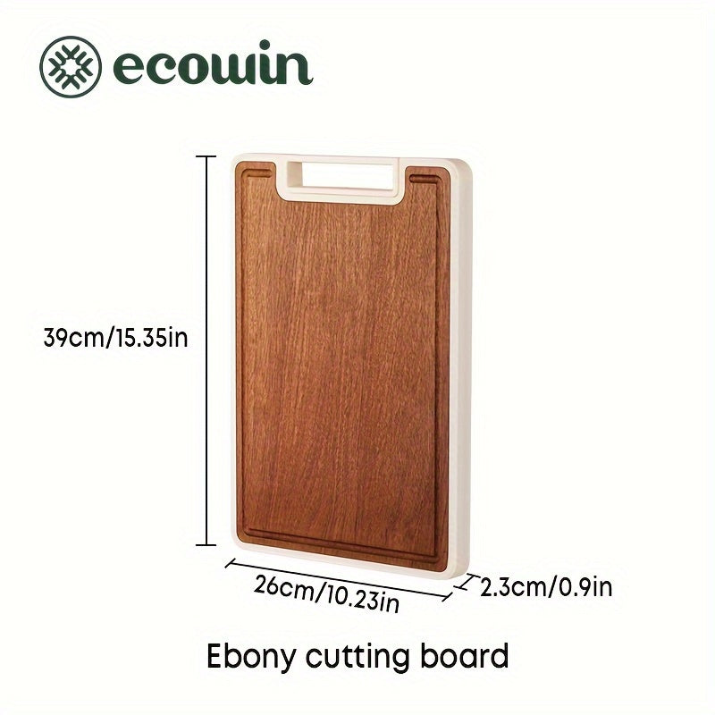 One piece of the Ecowin Dual-Sided Wood and PP Cutting Surface with Stand and Large Handle - a durable anti-mold kitchen tool made from food-safe materials.