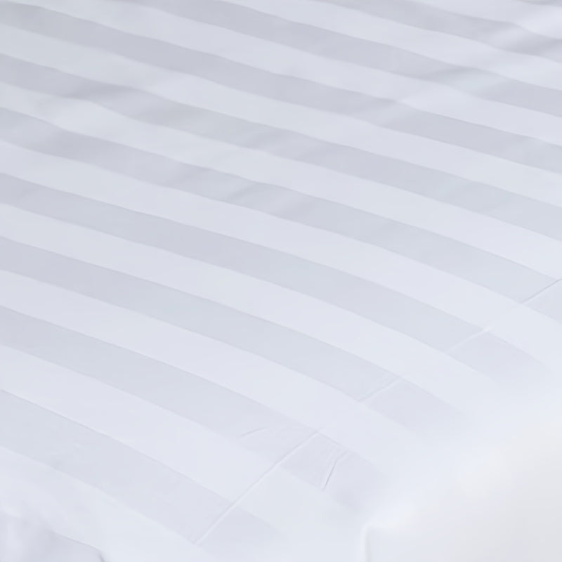 Soft, comfortable, and luxurious white striped cotton pillowcase, perfect for the master bedroom or guest room. Made from 100% cotton with a 40 thread count, featuring an elegant envelope closure design. Easy to care for as it is machine washable.