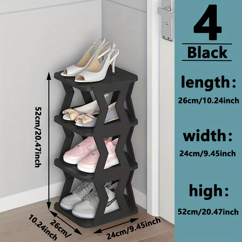 Folding Shoe Organizer with Multiple Tiers, Free-Standing Plastic Drying Rack for Home and Dorm Use. Ideal for Indoor Entryway Storage and Drying Shoes.