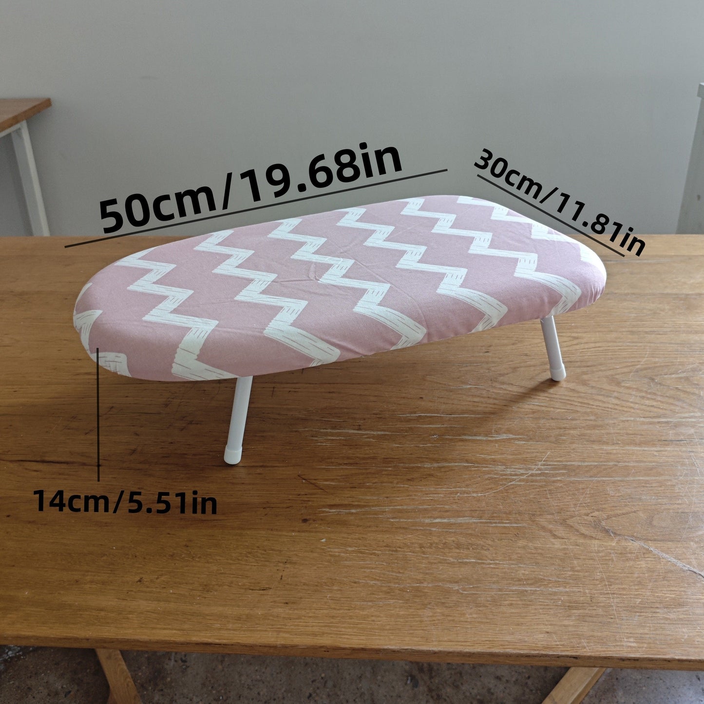 Durable Pink and White Herringbone Pattern Foldable Ironing Board for Home Use - Space-Saving and Portable Design, Ideal for Easy Storage and Convenient Ironing|Compact Ironing Surface|An Essential Tool for Domestic Ironing Tasks