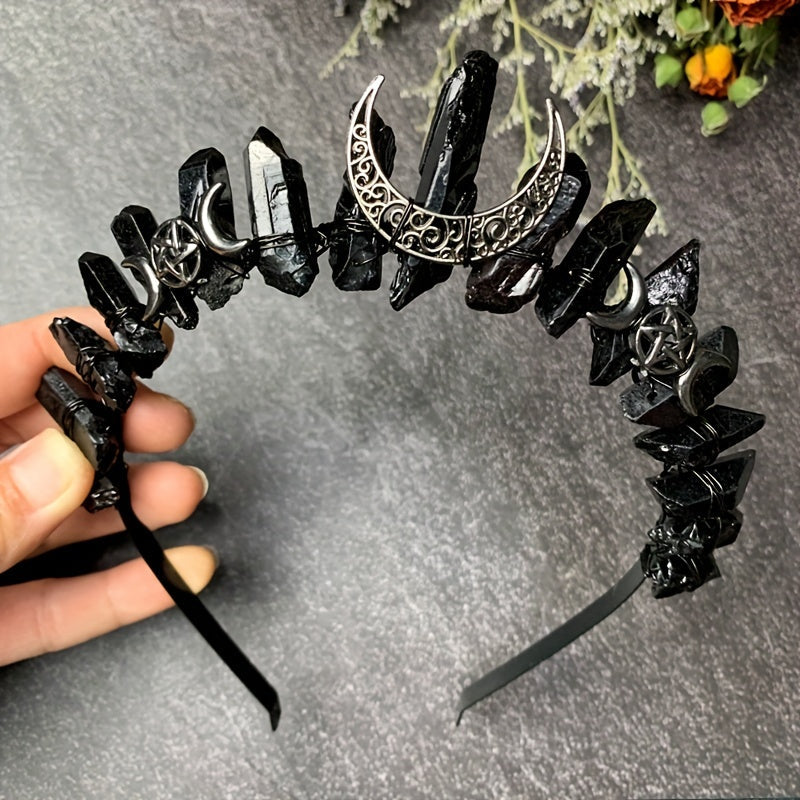 Vintage Crystal Quartz Headband, a unique hair accessory for women made from natural crystals.