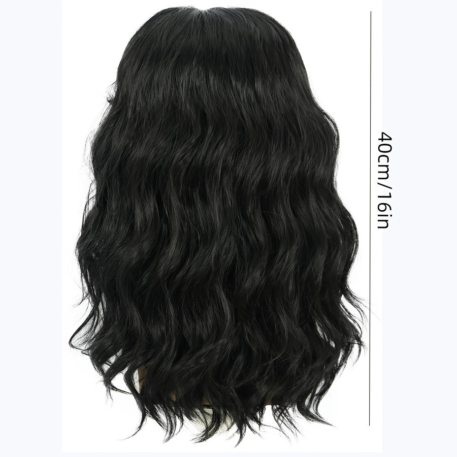 Stylish Black Long Fluffy Curly Wig for Men, Perfect for Casual School Parties or Halloween Christmas Cosplay Photos, with a Cool Punk Hip Hop Disco Vibe