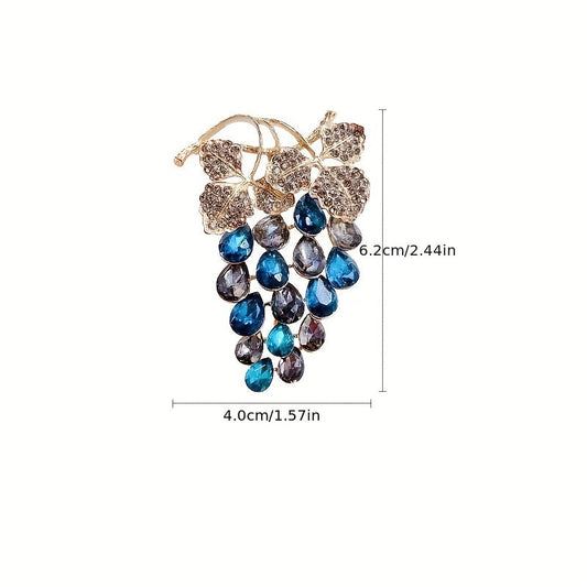 Elegant Luxury Grape Cluster Brooch Pin with Rhinestone Studded Alloy Fruit Shape, Novelty Simulation Modeling - Fashion Accessory for Coats, Suits, and Dresses. The Perfect Gift for Friends and Family.