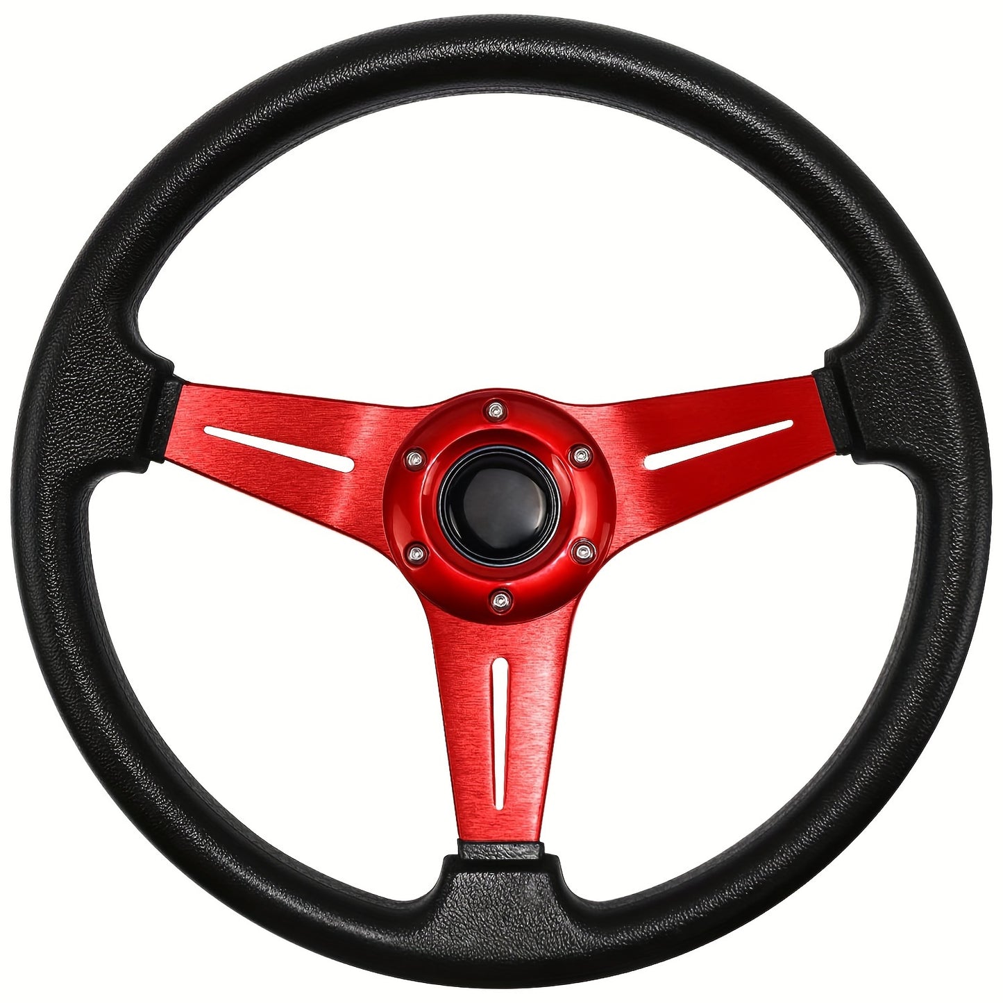 Purple 14-inch steering wheel with aluminum frame for cars, golf carts, and sightseeing vehicles. Stylish, durable, comfortable grip.