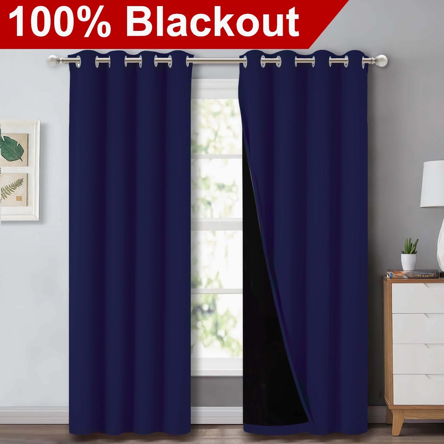 Versatile blackout curtains suitable for living rooms, bedrooms, kitchens, bathrooms, and home decor.