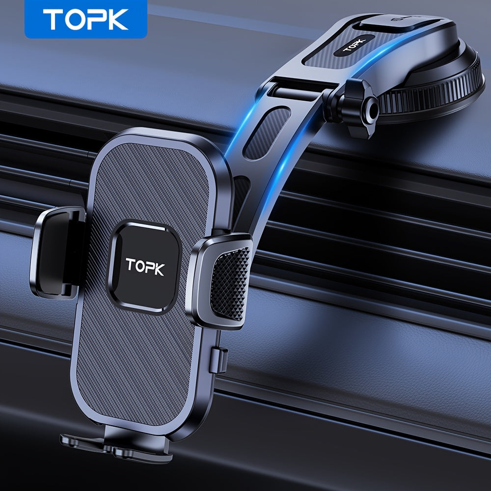 TopK D38-C Car Phone Holder Mount, Upgraded Adjustable Cell Phone Holder for Car Dashboard Compatible with All Phones