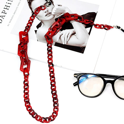 Stylish Retro Chic Thick Acrylic Eyeglass Chain - Fashionable Accessory for Glasses & Reading Glasses with High-Quality Rubber Ends