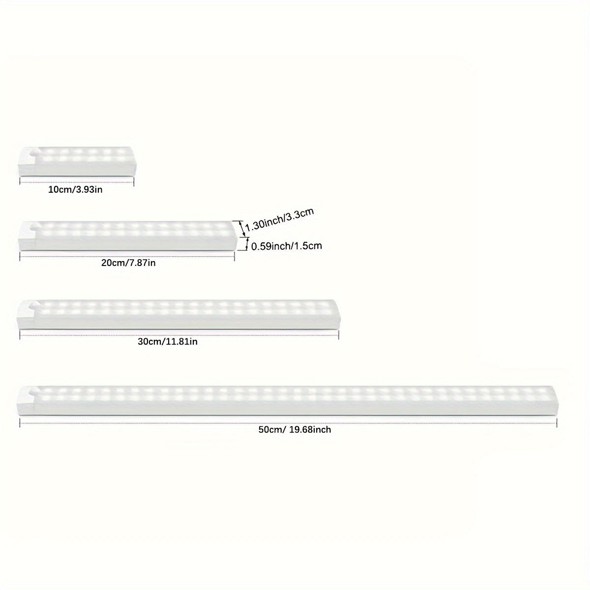 Rechargeable magnetic LED strip with motion sensor for closets, cabinets, and kitchens.