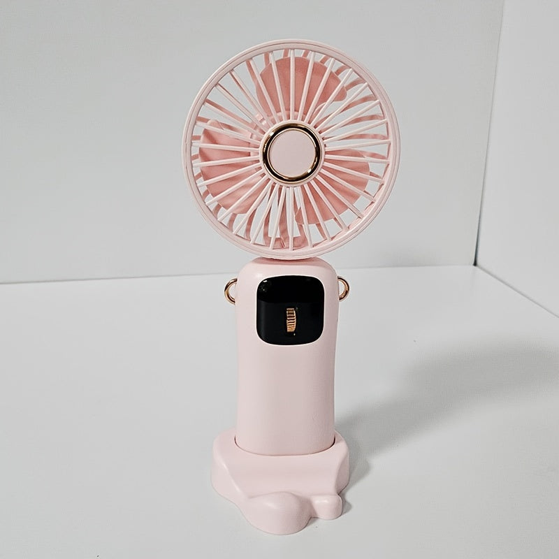 Compact Mini Handheld Fan with LED Display, 90° Foldable, Rechargeable via USB 1200mAh Lithium Battery, 100 Adjustable Speeds, Button Operated, Suitable for Indoor & Outdoor Activities, Featuring Exhaust Fan Design for Office, Bedroom, Travel, and