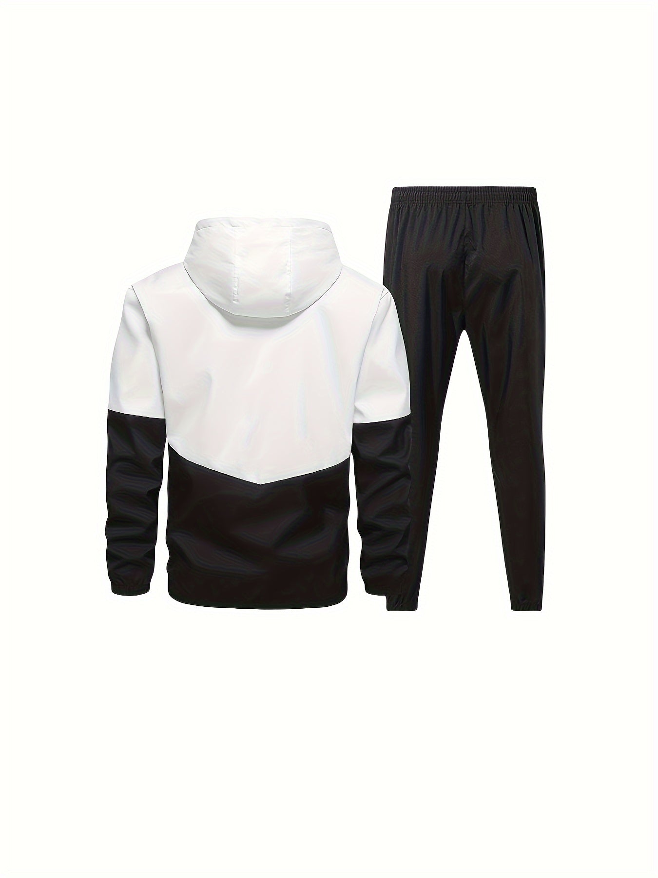 Men's Autumn/Spring Casual Sports Suit with Hooded Jacket and Pants 2pcs Set.